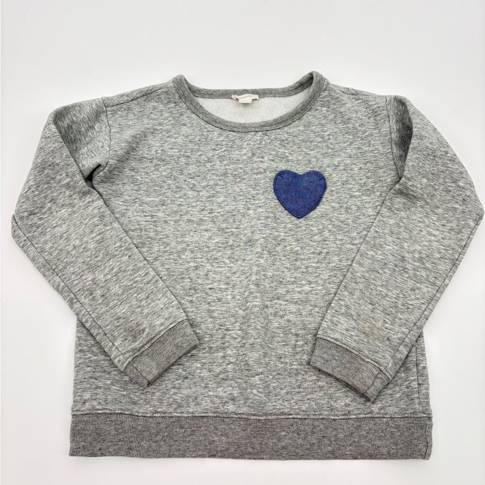 J. Crew | Gray Kids Sweatshirt with Blue Heart Pocket | medium